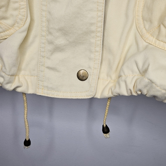 Rare ​Vintage 80s Brooks Pastel Yellow Cotton Jacket Large Plaid Lining Boho - Picture 10 of 16